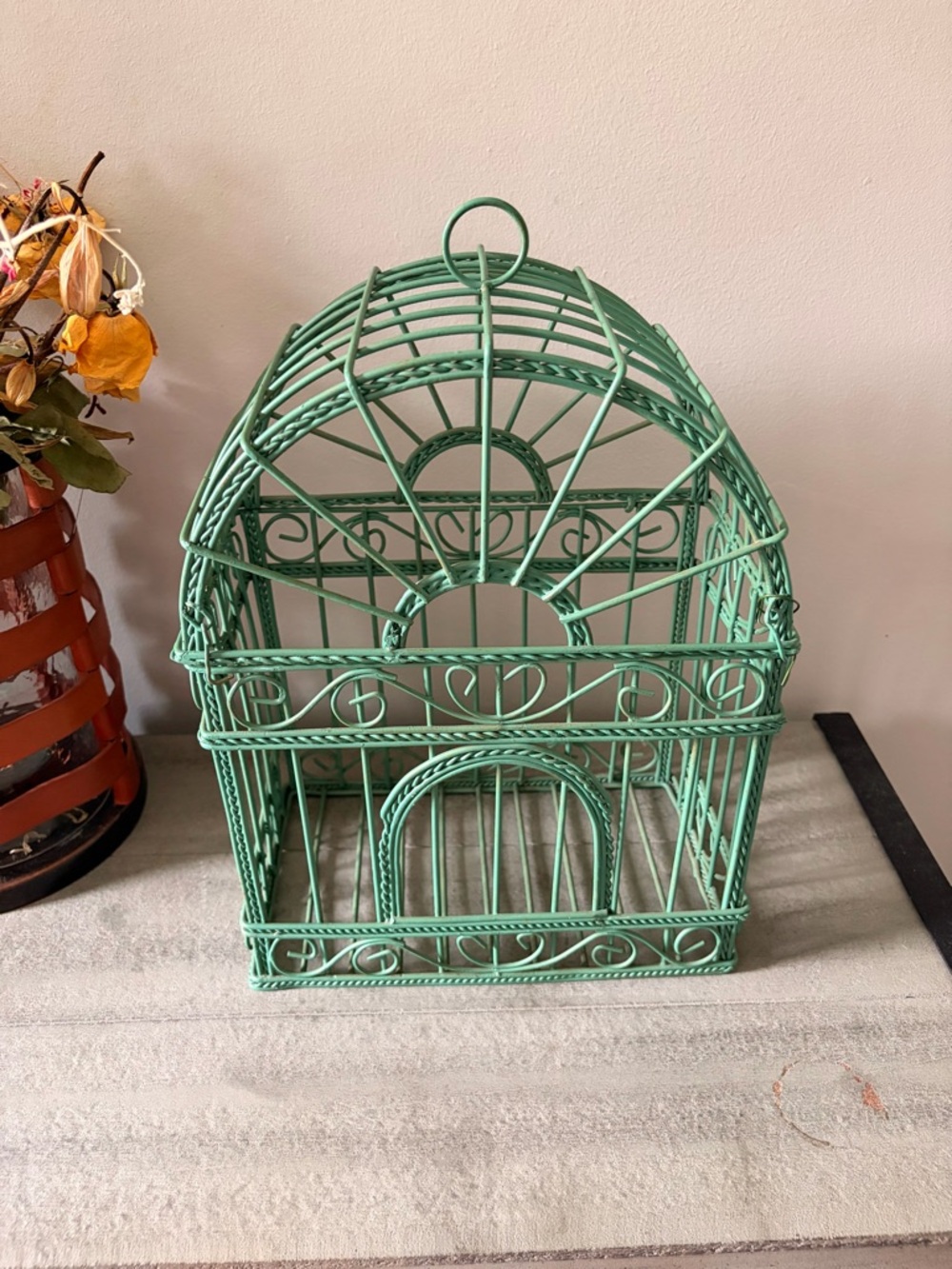 Decorative Mint Green Metal Birdcage - Picture 6 of 6